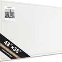 Large Bulletin Board, 48 X 35 Inches Felt Cork Board with 40 Pushpins, Foldable Felt Notice Pin Board Photo Display Board with Self-Adhesive Tape for Office Home School (White, 48x35 inch)
