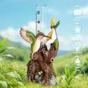 Hummingbird Rain Gauges Outdoor, Resin Hummingbird Garden Statue with a Plastic Rain Gauge, Hand Painted Birds Sculpture 5 Inch Water Gauge for Rain, Yard Patio Decor for Spring Summer