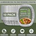 INFINITY EL Disposable Mini Oval Aluminum Pans 10 Pack | Deep Disposable Baking Pan | Heavy Duty Oval Aluminum Roasting pan for Chafing, Turkey, Lasagna, Thanksgiving, Christmas, Parties & Meal Prep