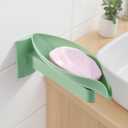 Leaf-Shaped Wall-Mounted Soap Holder with 3 Adjustable Drainage Positions & 180 Rotating Tray  Heavy-Duty Adhesive Backing, Space-Saving Soap Holder for Showers, Sinks, Green