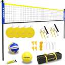 Beach Volleyball Net System with 4 Sand Anchors.Easy Setup Adjustable Height Poles with 2 Volleyball Ball,Pump,Boundary LineCarry Bag.Volleyball Net for Backyard,Grass and Lawn