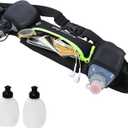 AXEN Running Hydration Belt - Adjustable Waist Pack for Marathon, Triathlon & Hiking | Reflective Safety Design & Phone Pocket, Come with Bottles