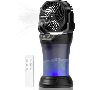 Portable Misting Fan with 30000mAh Battery, 2L Water Tank, Remote Control, RGB Light  4 Wind Speeds, 4 Spray Modes (Continuous/3S/5S/7S), 120 Adjustable, Ideal for Camping, Patio & BBQ