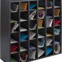 Safco Wooden Paper and Mail Organizer for Home Office and Classroom, Adjustable Shelves and Stackable, 36 Compartments, Black