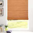 32''W X 72''H Cordless Bamboo Roman Shades, Light Filtering Roll Up Bamboo Blinds for Interior Window Home Patio Porch, Yellow Brown