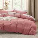 Bedsure Pink Clay Duvet Cover Queen Size - 3 Pieces Prewashed Cotton-Like Extra Soft Bedding Set, Includes 1 Duvet Cover 90x90 Inches with Zipper Closure & 2 Pillow Shams, Comforter Not Included