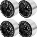 4Pack Aluminum Alloy 1.9" Beadlock Wheel Rims Hubs 6-Spoke Compatible with Traxxas TRX4 Axial SCX10 SCX10-II 90046 Wraith D90 D110 Tamiya CC01 1/10 RC Crawler Car (Black)