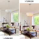 18'' Farmhouse Rattan Chandeliers for Dining Room,3-Light Boho Light Fixtures Rattan Pendant Light Fixture with Fabric Shade Drum Chandeliers for Bedroom Dining Room Foyer Kitchen HallwayWhite