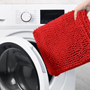 LOCHAS Luxury Bathroom Rug Shaggy Bath Mat 24 x 17 Inch, Washable Non Slip Bath Rugs for Bathroom Shower, Soft Plush Chenille Absorbent Carpets Mats, Red