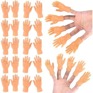 30 Pcs Tiny Finger Hands Mini Rubber Finger Puppets, Miniature Small Hands Ealistic Cute Little Hand Finger for Gifts Puppet Show Prank Gag Performance Party Favors, Orange