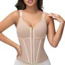 SHAPSHE Waist Trainer Corset for Women Tummy Control Sport Workout Body Shaper Vest for Women Postpartum Gym Zipper and Hooks Tan, L