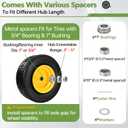 2PCS 16x6.50-8 Tubeless Lawn Mower Tire and Wheel, 3/4"Bearing & 1"Bushing