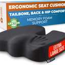 5 STARS UNITED Seat Cushion - Memory Foam Chair Cushion for Tailbone Pain Relief - Ergonomic Support for Coccyx, Sciatica & Butt - Office, Desk & Gaming Chair, Car Seat, Wheelchair, Airplane, Black