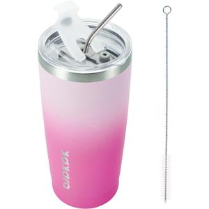 BJPKPK 20oz Stainless Steel Tumbler with Lid And Straw, Double Wall Vacuum Coffee Cup, Travel Mug for Ice Drink and Hot Beverage, Insulation Travel Tumblers Cups,Cherry Blossom