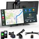 11.5" Portable Carplay Screen for Car,Wireless Car Play Screen with Carplay,Android Auto,60FPS,4K Dash Cam + 1080P Backup Cam (with a Camera Bracket),Voice Control,GPS Navigation