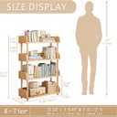 OSCHF 4-Tier Wooden Open Bookcase - Modern Display Bookshelf with Top Edge and Solid Wood Frame for Home and Office, Storage Cabinet, Oak