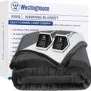 Westinghouse Heated Blanket King Size, Soft Flannel to Sherpa Electric Blanket with 10 Heating Levels, 1-12 Hours Auto Shut Off, Fast Heating, Machine Washable, 100x90 Inch, Charcoal