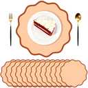 Orange Scalloped Paper Placemats 60 Pcs Disposable Coated Paper Waterproof Place Mat with Wavy Edge Table Decor for Baby Shower Party Supplie Birthday Wedding Banquet Tea Party (13.5 Inch Round)