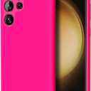 ZUSLAB Silicone Case Compatible with Galaxy S23 Ultra 6.8'' 2023, TPU Rubber Gel Cover Support Wireless Charging, Anti-Scratch Shockproof TPU Slim Fit Bumper for Galaxy S23 Ultra Case, Hot Pink