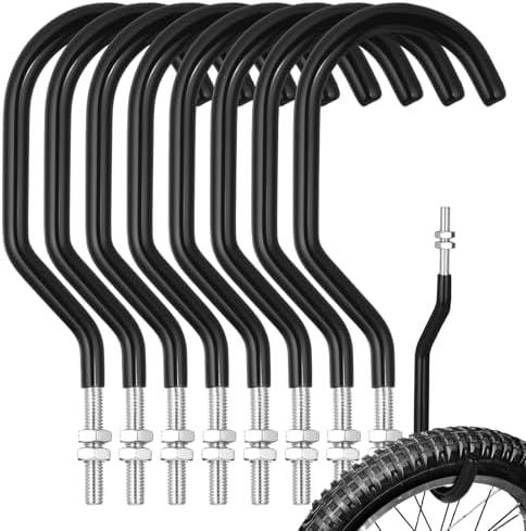 Shimeyao 8 Pcs Machine Thread Bicycle Storage Hook with Nut Heavy Duty Bike Hooks M10 x 1.5 Machine Threading Hook Rubber Coated Bicycle Hanger for Hanging Large Mountain Bike Tire (2.17 Inch,Black)