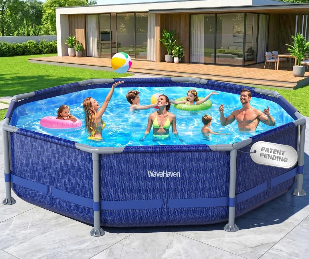 2026 Above Ground Pool,10ft x 30in Frame Deep Swimming Pool,Round Family Pool,Large Above Ground Pool Easy Set,1200 Gallon Pool,Outdoor Backyard Pool for Kids,Adults-Blue,Pump Not Included