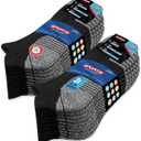 SOXCO Men's Ankle Socks 10-Pack Low Sports Cushioned Socks Men Women, Pack of 10 Pairs (Size: 9-12, Sporty Black)