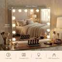 Makeup Vanity Mirror with 15 Dimmable LED Bulbs，23"x18" Large Vanity Mirror with 3 Color Lights，Detachable 10X Magnifying Mirror，White Vanity Lighted Mirror for Tabletop and Wall Mounted