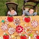 OuMuaMua Strawberry Birthday Decorations, 75 Pcs Disposable Fruit Paper Plates and Napkins Tableware Set for Summer Sweet One 1st Baby Shower Berry First Strawberry Themed Party Supplies, Serves 25