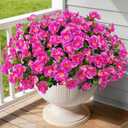 Ouddy Decor 4 Bundles Artificial Flowers for Outdoors, Fake Silk Camellia Flowers Bouquet Realistic UV Resistant Fake Plants for Garden Porch Planter Spring Summer Indoor Outdoor Home Decor, Fuchsia