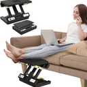 Foot Rest for Under Desk at Work, Height Adjustable Footrest with Massage Roller and Soft Pad, Foldable Ergonomic Foot Rest for Car, Underdesk, Home, Train(Black)
