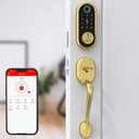 SMONET Smart Front Door Lock - Keyless Entry with Biometric Digital Touchscreen, Bluetooth, Alexa Compatible, Gold