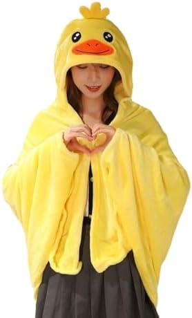 Cute Wearable Blanket Soft Cape for Adult Women Men Warm Cozy Hoodie Cute Animal Bear Cat Bunny Carpet Home