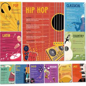 Pajean 11 Pcs Music Classroom Posters Musical Educational Posters Bulletin Board Set for Classroom Decoration Primary Middle High School Back to Homeschool Teacher Supplies