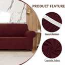 Qubjus Stretch Sofa Slipcover Loveseat Slipcovers for 2 Cushion Couch Soft Couch Cover Furniture Protector Jacquard Fabric Small Checks with Elastic Bottom for Kids Pets (Burgundy, Medium)