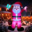 12ft Giant Christmas Inflatable Santa Claus Outdoor Decoration Blow up Santa Yard Decor, Built-in LED Lights for Yard Lawn Garden Holiday Party