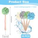 10 Pcs Large Bath Puff Loofah Sponge with Long Handle, Loofah with Handle for Men Women, Back Scrubber for Shower, Exfoliating Body Brush Set - 4 Colors
