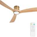 Wood Ceiling Fan with Light and Remote,52inch,Gold Finish