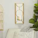 CosmoLiving by Cosmopolitan Metal Geometric Pillar Wall Sconce with Mirror Backing, 8" x 5" x 18", Gold