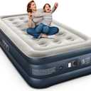 iDOO Luxury Twin Air Mattress with Built in Pump, 18" Raised Comfort Blow up Mattress, Inflatable Mattress for Guests & Home, Air Bed, colchon inflable, Upgraded Four Chamber Technical Airbed (Grey)