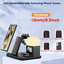 Wireless Charger for Samsung/Android, 6 in 1 Phone Nightstand Charging Station Charger with Alarm Clock/Night Light for Samsung S25/S24/S23 Ultra/Buds3 Pro, Watch Charger for Galaxy Watch 7/6/5-Black