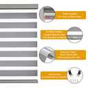 Persilux Cordless Zebra Blinds for Windows (45" W X 64" H, Grey) Free-Stop Dual Layer Roller Windows Shades for Day and Night, Light Filtering Sheer Shades for Home, Easy to Install