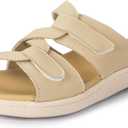LazyStep Women's Orthotic Slide Sandals with Arch Support & Adjustable Straps (8, Khaki)