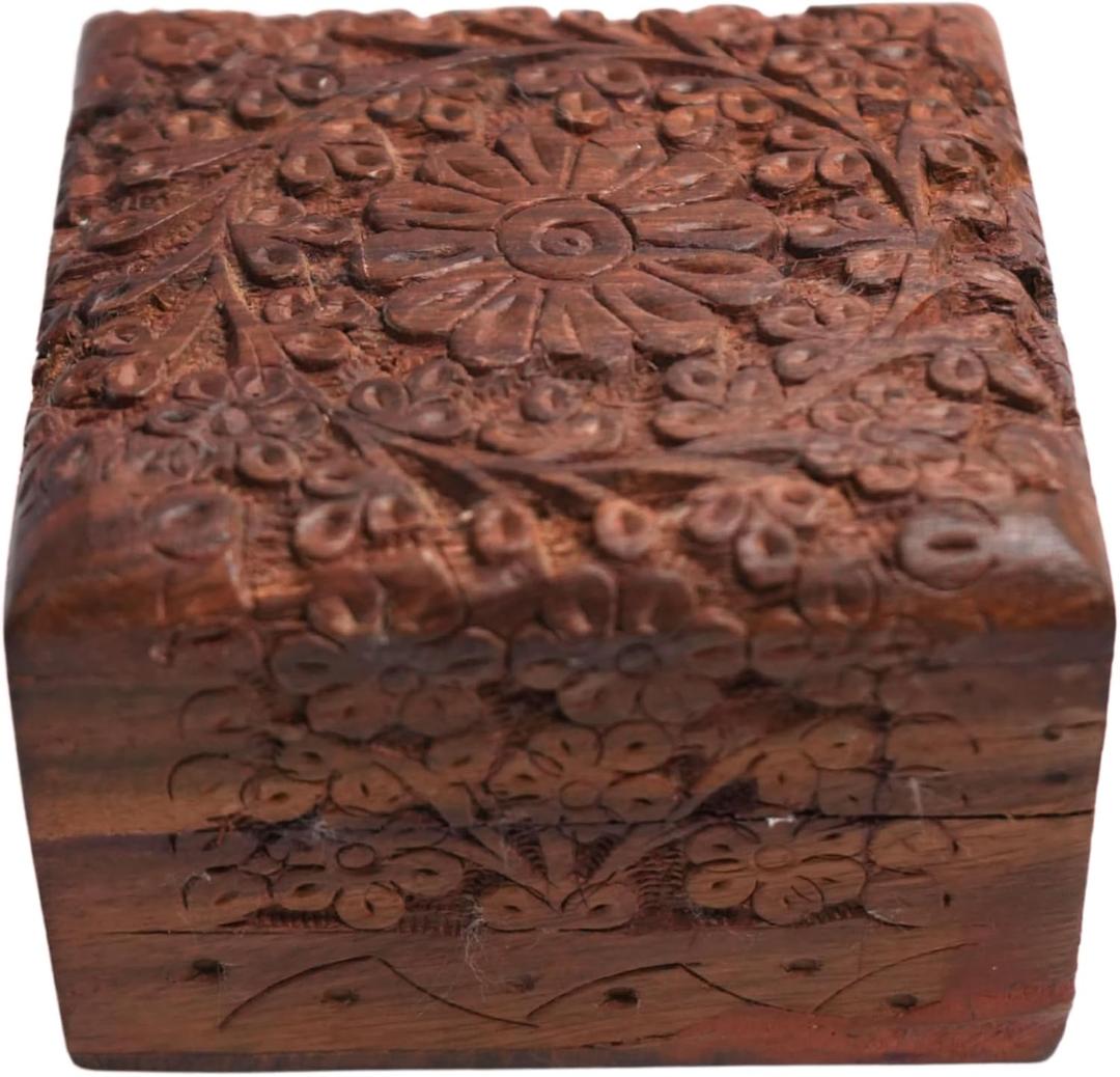 Wooden Decorative Treasure Chest Box (dark brown)