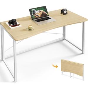 Huuger Folding Desk for Small Spaces, 39.3 Inch Foldable Computer Table, for Home Office, Study, Bedroom, Dorm, Space Saving, Small Writing Work Office Computer Desk, Easy to Fold, Oak, 18.9"D x 39.4"W