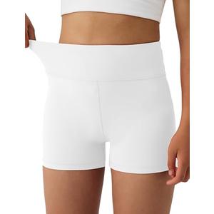 AugIris Athletic Biker Shorts with Hidden Pocket High Waisted Dance Kids Shorts Soft Active Yoga Bike Short  White XL
