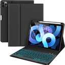 Keyboard Case for iPad Air 11-inch(M2/M3)/10.9-Inch Air 5th 4th Generation Case with Keyboard/Ipad Pro 11(4th/3rd/2nd/1st Gen)- 7 Backlit Detachable, Folio Cover with Pencil Holder, Black
