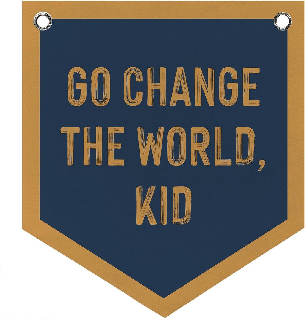 Nursery Playroom Decor Go Change The World Kid Pennant Banner Flags