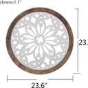 Funly mee Vintage Round Wall Decor with Frame,Wood Grille Wall Sculptures 23.6 in, 25.6"L x 23.6"W