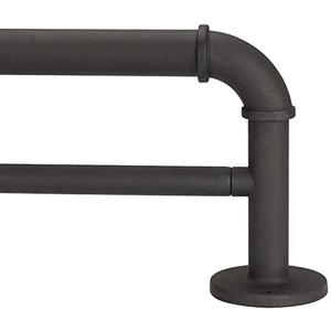 Industrial Iron Curtain Rod for Windows 66 to 120, Wrap Around Window Double Curtain Rod,Outdoor Farmhouse Rustic Curtain Rod, Room Divider Curtain Rod(Sand Black)