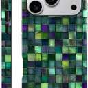 DAIZAG Case Compatible with iPhone 17 Pro,Glossy Durable Shock Protection Cover for Girl Women,Mosaic Glass Checkered Style